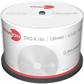 PRIMEON DVD-R, tot 16-voudig, 4,7 GB/120 min, spindel met 50 stuks