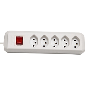 Prise multiple brennenstuhl® cleverLINE, 5x, jusqu'à 2300 W, avec interrupteur éclairé, IP20, longueur du câble 1,5 m, plastique, blanc