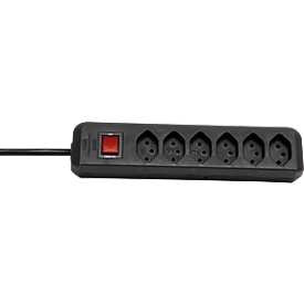 Prise multiple brennenstuhl® cleverLINE, 6x, jusqu'à 2300 W, avec interrupteur éclairé, IP20, longueur du câble 2 m, plastique, noir
