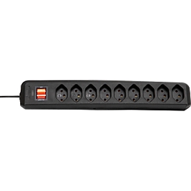 Prise multiple brennenstuhl® cleverLINE, 9x, jusqu'à 2300 W, avec interrupteur éclairé, IP20, longueur du câble 2 m, plastique, noir