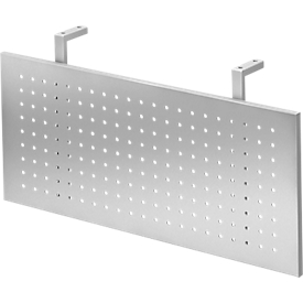 Privacy screen for desks, metal, perforated, silver coloured stove enamel finish, W 800 mm