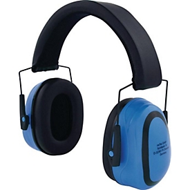 PRO FIT Protec 26 oorkappen, EN 352-1:2002, SNR 26 dB, tweepuntsophanging, traploos verstelbaar, blauw
