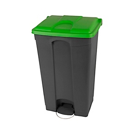 Probbax pedaalemmer, inhoud 90 l, met wielen en deksel, L 500 x B 412 x H 820 mm, kunststof, groen-donkergrijs