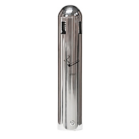 Probbax wall ashtray, capacity 1.8 l, with funnel, lockable, with roof, W 102 x D 110 x H 500 mm, stainless steel, stainless steel-colored