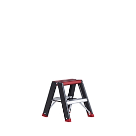 Professional Topline trapladder, 2-zijdig, alu, 2 x 2 treden
