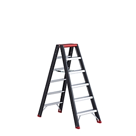 Professional Topline trapladder, 2-zijdig, alu, 2 x 6 treden