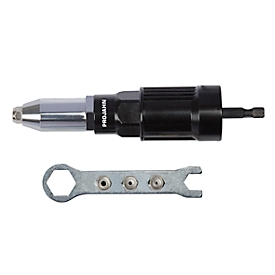PROFI-Blindnietvorsatz-Adapter PROJAHN, o. Griff, f. Blindnieten Ø 2,4-5,0 mm, inkl. Mundstücke