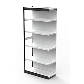 PROGRESS 2000 stalen bureaustelling, met achterwand, B 750 x D 300 x H 2250 mm, frame zwart