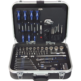 Projahn coffret à outils, 149 pièces, entraînement 1/4" + 1/2", cliquets 48 dents, coffret ABS avec panneau à outils rabattable, verrouillable