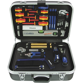 Projahn Coffret d'outils électriques, 128 pièces, entraînement 1/4" + 1/2", cliquets 48 dents, coffret ABS, verrouillable, panneau d'outils rabattable