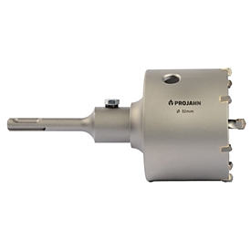 Projahn Couronne de perçage à percussion, Ø 82 mm, logement SDS-plus, foret de centrage, profondeur de perçage env. 50 mm, filetage M22, longueur totale 205 mm