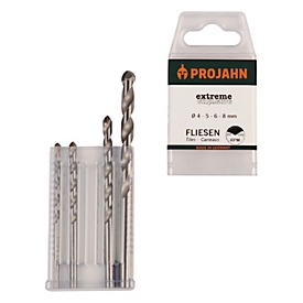 Projahn Fliesenbohrer-Set EXTREME, Hartmetall-Platte, 4-teilig, zylindrischer Schaft, Ø 4-5-6-8 mm