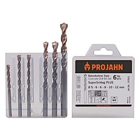 Projahn Forets à pierre et béton SuperSchlag PLUS, 6 pièces, queue 6 pans, Ø 5-6-6-8-10-12 mm, longueur totale 175 mm, cassette