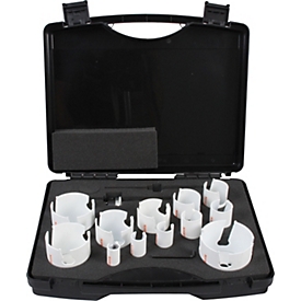 Projahn Hartmetall-Lochsägen-Set, HM TCT, 12-teilig, Ø 19–76 mm, inkl. Quick-Lock Adapter, HSS- & HM-Zentrierbohrer, Koffer
