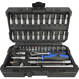 Projahn Jeu de douilles PROFICRAFT, 46 pièces, entraînement 1/4", cliquet 72 dents, coffret plastique