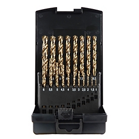 Projahn Jeu de forets hélicoïdaux BASIC, HSS-Co, 19 pièces, Ø 1-10 mm / pas de 0,5 mm, en cassette plastique