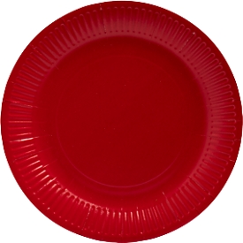 ProNappe papieren borden, bijzonder stevig, vetvrij, zonder plastic toevoegingen, Ø 230 x H 30 mm, recyclebaar FSC® karton, rood, 20 stuks
