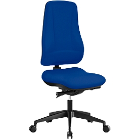 Prosedia Bürostuhl LEANOS V KOMFORT, Synchronmechanik, ohne Armlehnen, hohe Rückenlehne, Knierolle, blau/schwarz