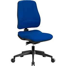 Prosedia Bürostuhl LEANOS V KOMFORT, Synchronmechanik, ohne Armlehnen, Lordosenstütze, Knierolle, blau/schwarz