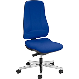 Prosedia bureaustoel LEANOS V ERGO, synchroonmechanisme, zonder armleuningen, ergonomische rugleuning, blauw/aluminium gepolijst