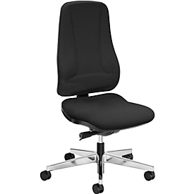 Prosedia bureaustoel LEANOS V ERGO, synchroonmechanisme, zonder armleuningen, ergonomische rugleuning, zwart/aluminium gepolijst