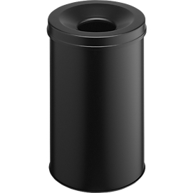 Prullenbak SAFE, zelfblussend, 30 liter, Ø 315 x H 495 mm, zwart