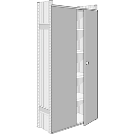 Puerta de doble hoja para estanterías sin tornillos R 3000/4000, para anchura de nave 995 mm, altura 2111 mm, plata clara