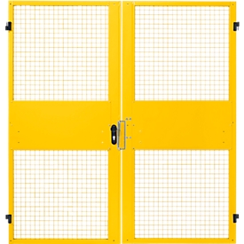 Puertas batientes de dos hojas, para sistema de paredes separadoras, An 2000 x Al 2070 mm, amarillo