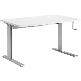 Puesto para trabajo sentado/de pie, mesa de manivela estándar, ajustable en altura, An 1200 mm, gris lum./alu. bl.