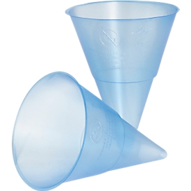 Puntige beker Papstar Blue Cone, inhoud 115 ml, voor waterdispensers, Ø 70,3 mm, polypropyleen, blauw-transparant, 1000 st.