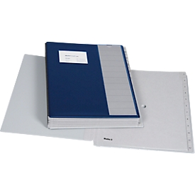 Pupitre Biella Pronto, pour DIN A4, numérique 1-12, L 330 x l 280 x H 32 mm, vinyle, bleu foncé