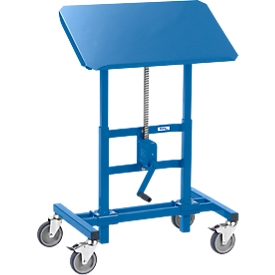 Pupitre d'atelier, mobile, hauteur ajustable par manivelle, plateforme inclinable