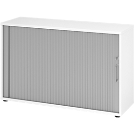 Querrollladenschrank Breno, 2 OH, abschließbar, stapelbar, B 1200 x T 400 x H 748 mm, Spanplatte, weiß