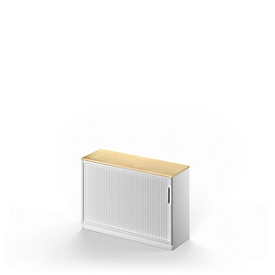 Querrollladenschrank TETRIS SOLID, 2 OH, B 1200 x H 818 mm, mit Boden, Ahorn/weißalu
