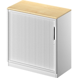 Querrollladenschrank TETRIS SOLID, 2 OH, B 800 mm, inkl. 19 mm Abdeckplatte, Buche-Dekor/weißalu/weißalu
