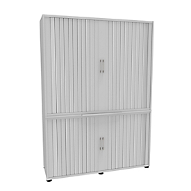 Querrollladenschrank, zweiteilig, B 1350 mm, 5 OH, weiß
