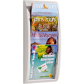 Quickfit brochure wall holder, 4 compartments, DIN A4, grey