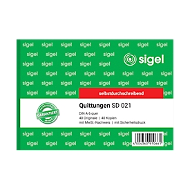 Quittungsblock Sigel SD021, A6 quer, 2 x 40 Blatt, selbstdurchschr., 2 Stck + 1 GRATIS