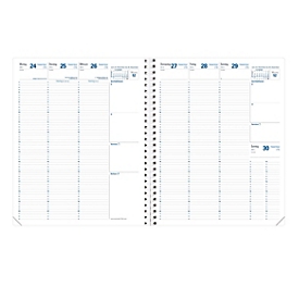 Quo Vadis Agenda Eurequart replacement content 2026, quarter-hourly planning, Clairefontaine paper, spiral binding, PEFC 70% cardboard