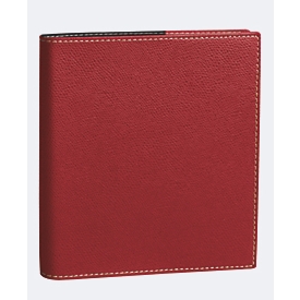 Quo Vadis Agenda Executif 2026, 16x16 cm, rouge, similicuir, papier Clairefontaine, rechargeable, PEFC 70%.
