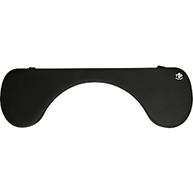 R-Go armrest, symmetrical, table attachment, for desks with top thickness 10-85 mm, imitation leather &amp; wood, black