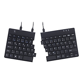 R-Go Clavier ergonomique R-Go Split Break v2 avec logiciel de pause - clavier ergonomique divisé - QWERTZ (DE) - Filaire - noir - Mini - Avec fil - USB - Commutateur de touche « ciseaux » - QWERTZ - Noir