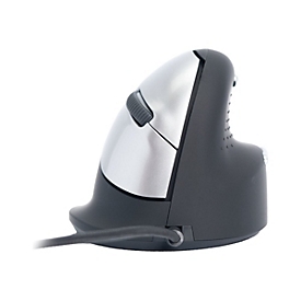 R-Go HE Mouse - Souris ergonomique - Moyen (Longueur de la main 165-185mm) - droitier - filaire - Droitier - USB Type-A - 3400 DPI - Noir - Argent