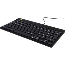 R-Go Tools Tastatur Compact break, USB/USB-C, QWERTZ Deutsch, L 285 x H 10 mm, schwarz