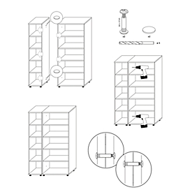 Raccord d'armoire, pour système d'armoire Tetris Wood, 5 pièces
