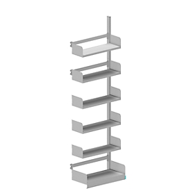 Rack and pinion shelving Variabo, additional module, one-sided, shelf depth 250 mm, 750 x 2500 mm