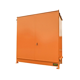 Rack container BAUER CEN 29-2 IBC, steel, double wing door, W 3175 x D 1480 x H 3445 mm, orange