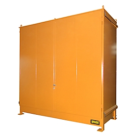 Rack container BAUER CEN 33-2 IBC, steel, double wing door, W 3510 x D 1480 x H 3445 mm, orange