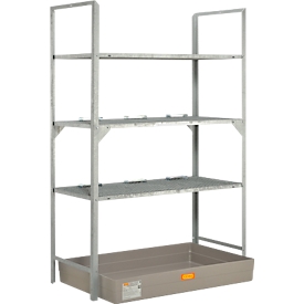 Rack for barrels type 540 CEMO, with GRP collecting tray and barrel support, weight 82 kg, L 1320 x W 800 x H 2000 mm