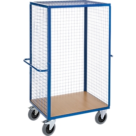 Rack shelf trolley, 1150 x 720 x 1800 mm, 1 open lengthwise wall